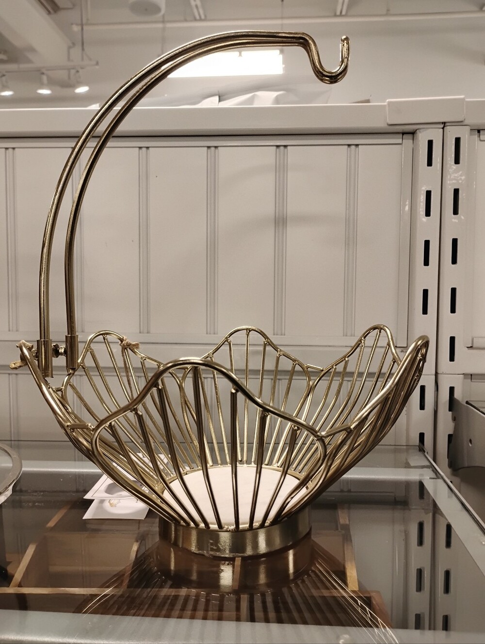 New  Gold Metal Wire Fruit Basket with Handle - Home Dining